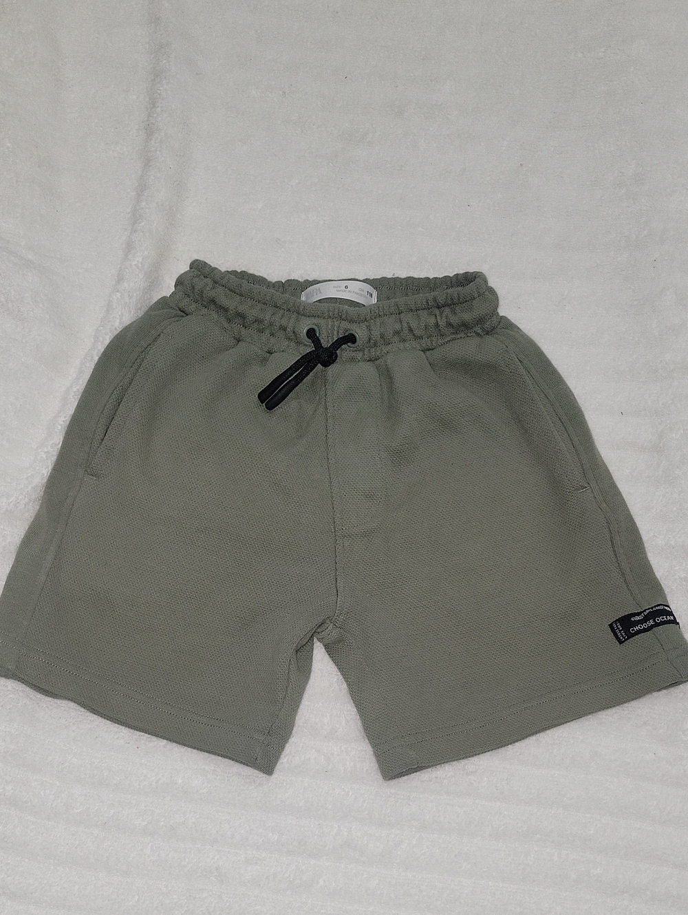 Zara Kids Olive Drawstring Cotton Shorts